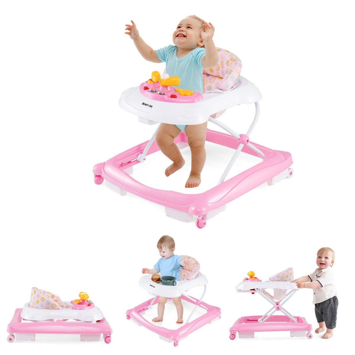Toddler Activity Center Push Walker with 3 Adjustable Heights-Blue