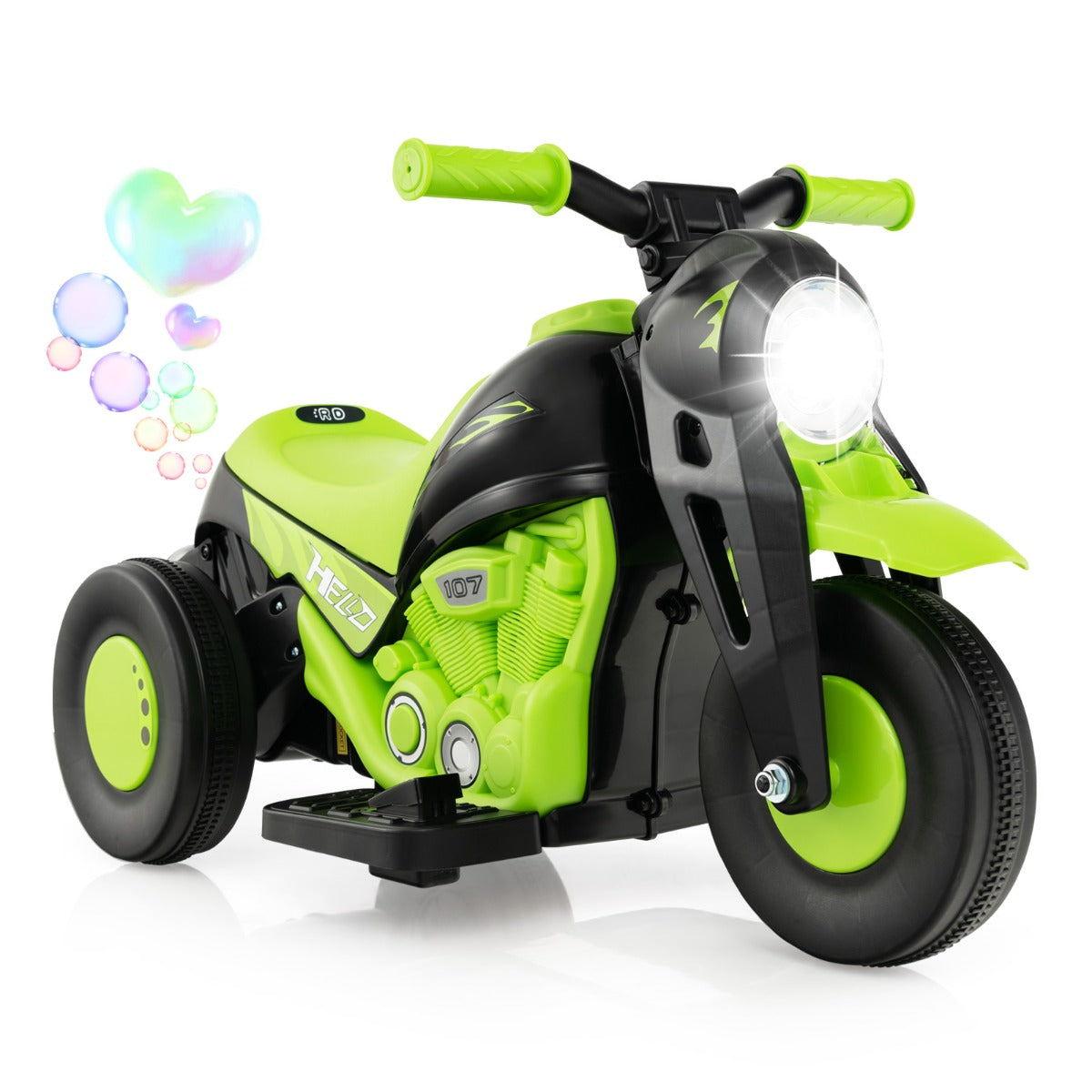 6V Electric Kid Ride on Motorcycle with Bubble Maker-Beige