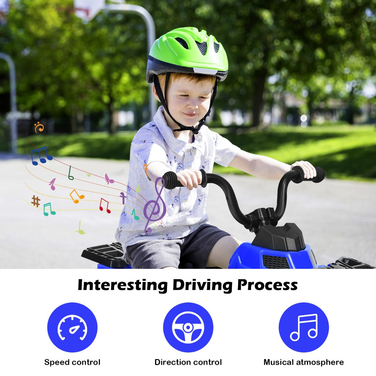 All Terrain Electric Quad Bike for Kids with MP3 and USB-Blue
