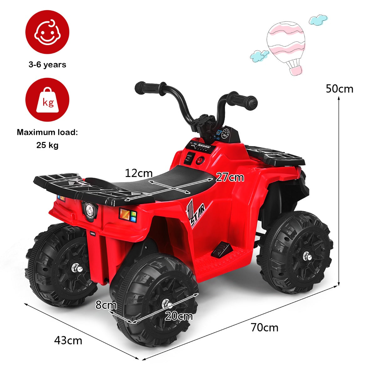 All Terrain Electric Quad Bike for Kids with MP3 and USB-Blue