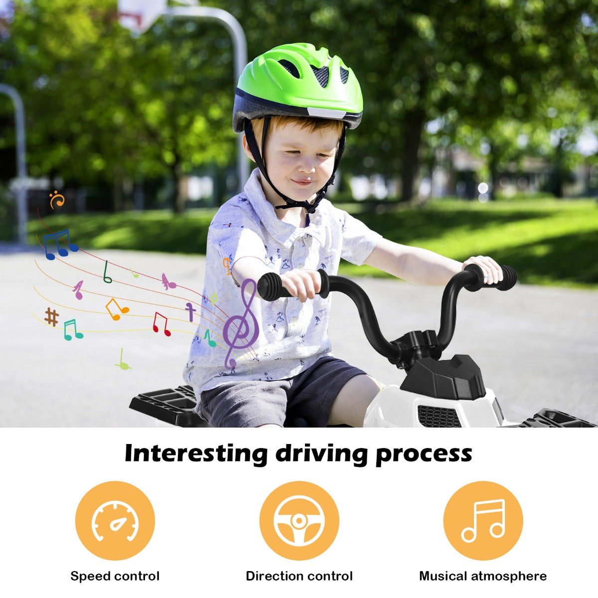 All Terrain Electric Quad Bike for Kids with MP3 and USB-Blue