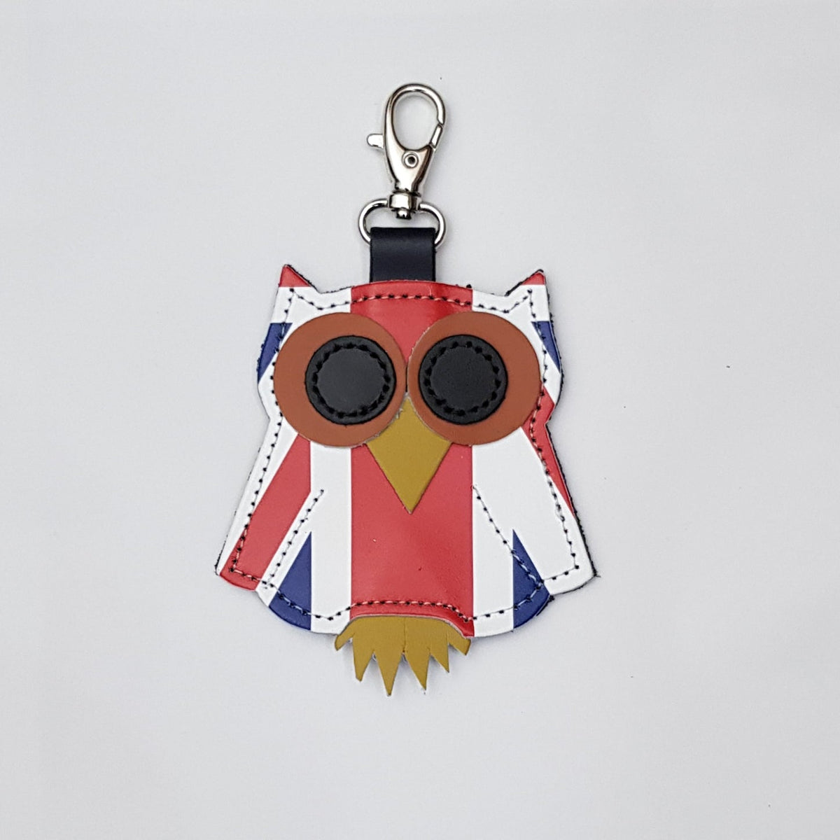 Zatchels Leather Owl Bag Charm – Union Jack Navy Blue