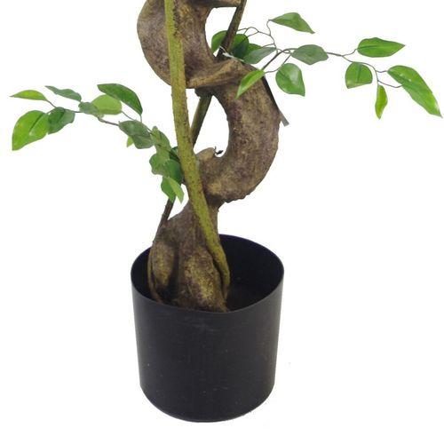 120cm Twisted Trunk Artificial Japanese Fruticosa Style Ficus Tree Metal Planter
