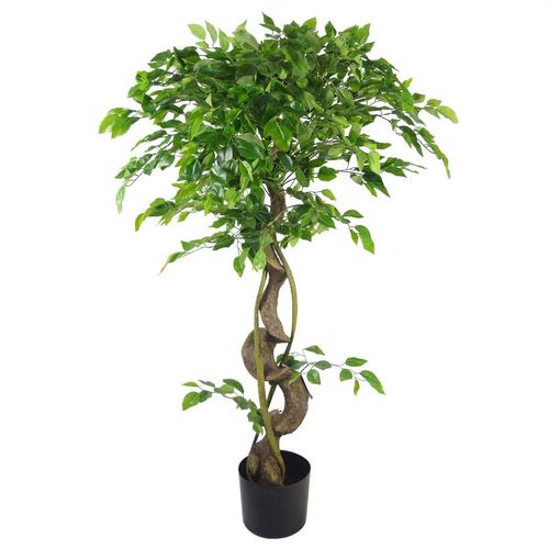 120cm Twisted Trunk Artificial Japanese Fruticosa Style Ficus Tree Metal Planter