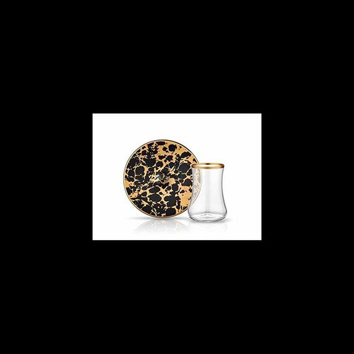 DERVISH EBRU TEA SET MAT GOLD BLACK