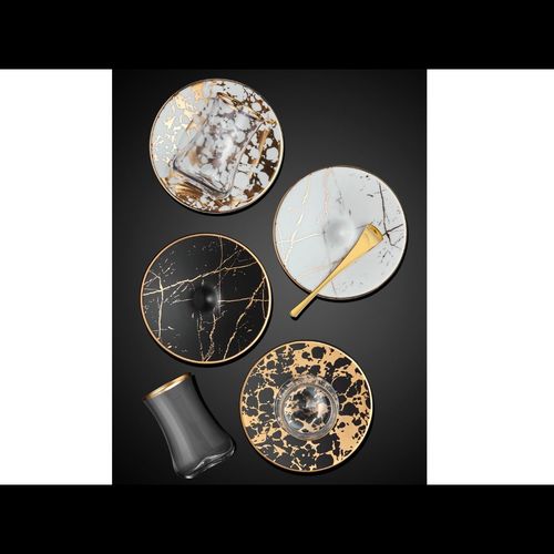 DERVISH EBRU TEA SET MAT GOLD BLACK