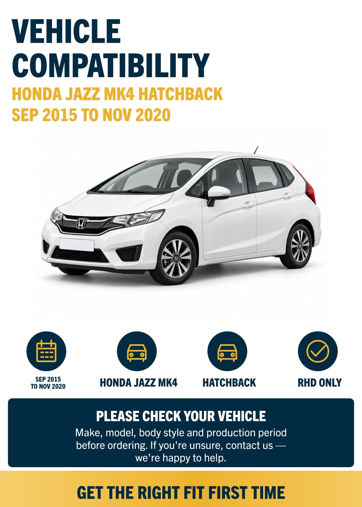 Honda Jazz MK4 Hatchback Sep 2015 to Nov 2020 Front & Rear Wiper Blade Set