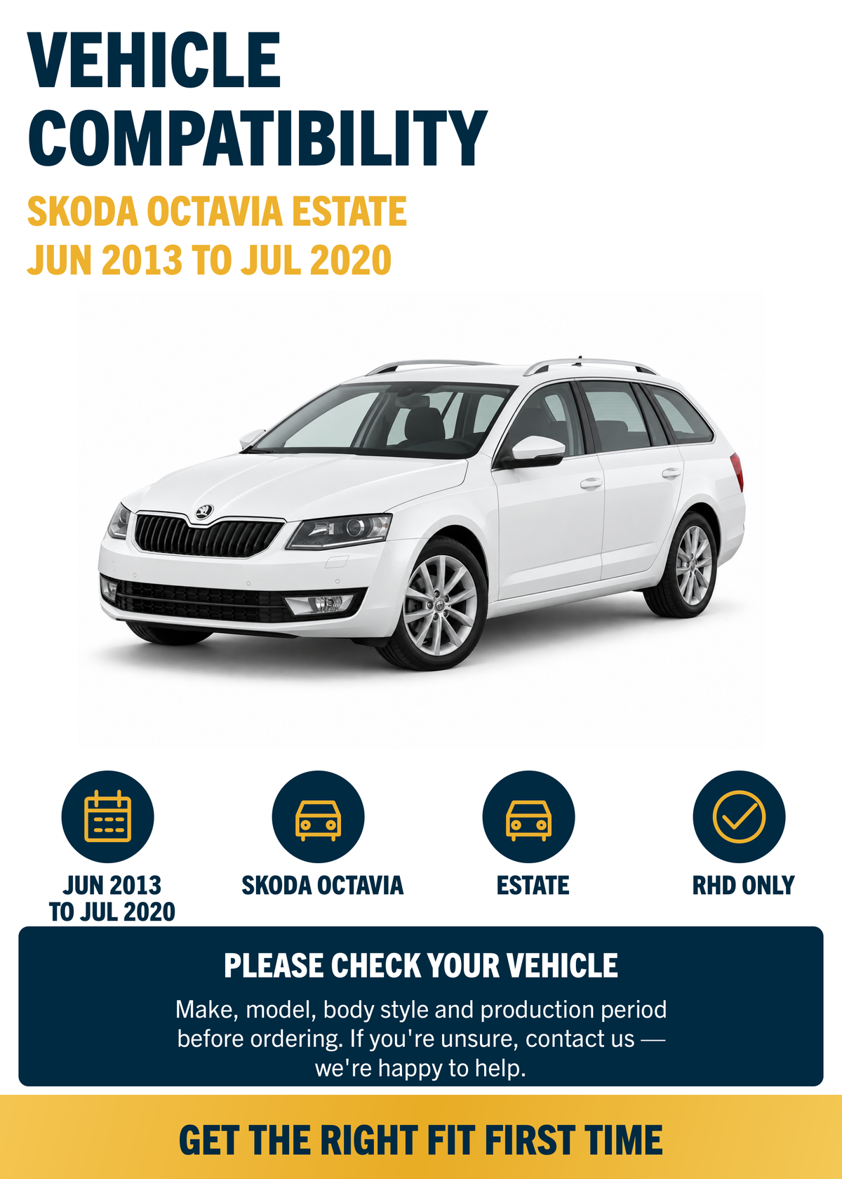 Skoda Octavia Estate Jun 2013 to Jul 2020 Front & Rear Wiper Blade Set