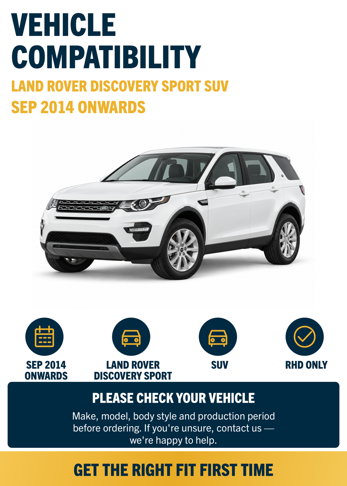 Land Rover Discovery Sport SUV Sep 2014 onwards Front Wiper Blade Kit