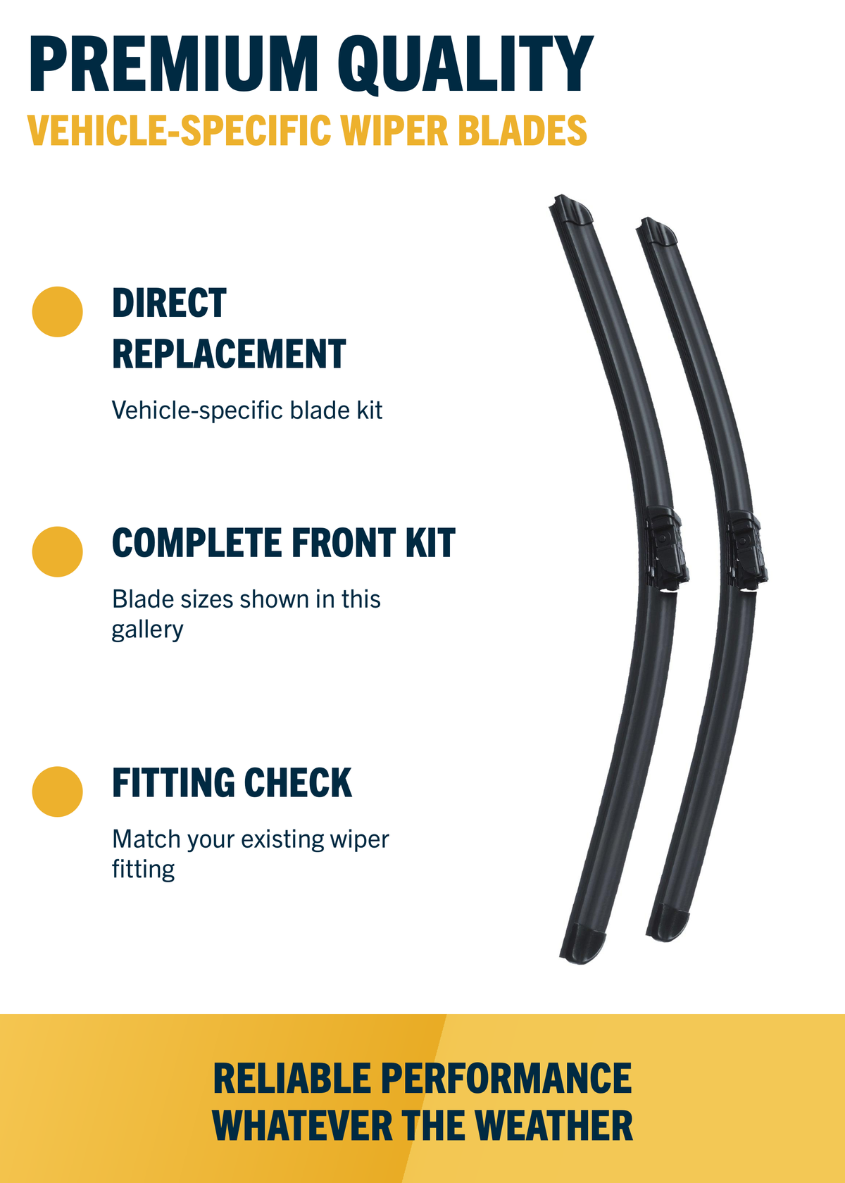 Vauxhall Astra MK7 K Hatchback Jul 2015 to Sep 2021 Front Wiper Blade Kit