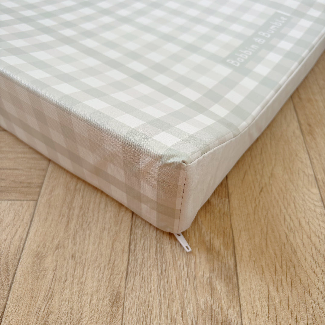 Anti-Roll Wedge Changing Mat - Sage Gingham