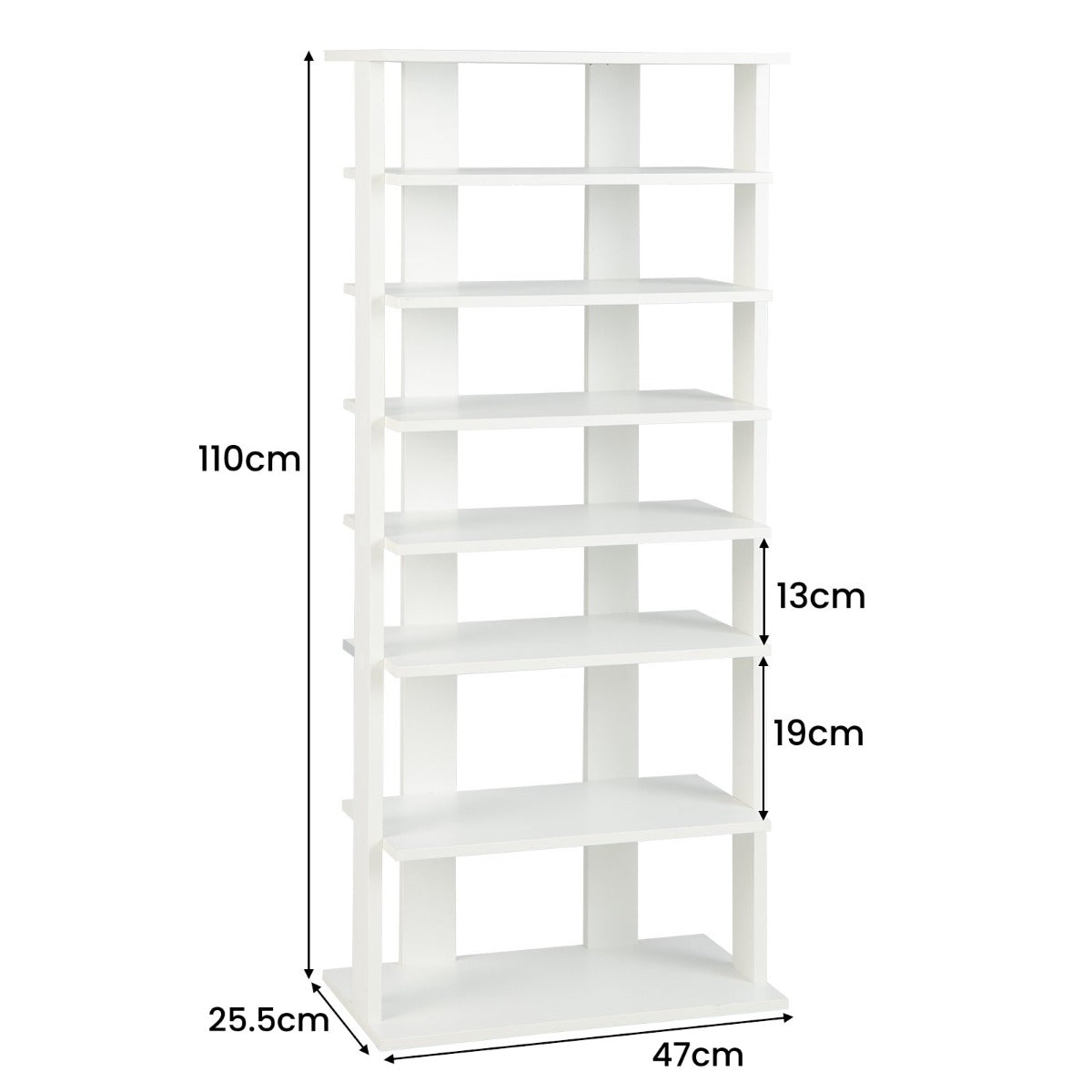Extra Wide Wooden Vertical Shoe Rack with 7 Shelves-Black