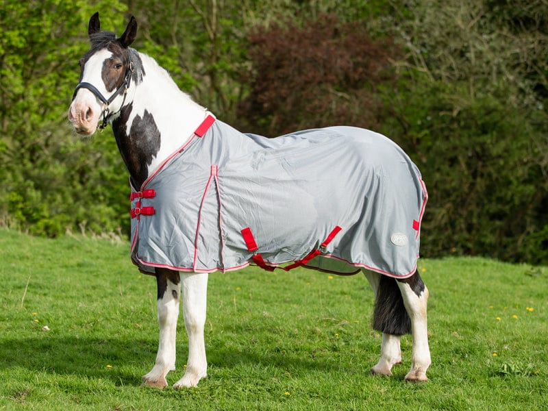 WIDE FIT Mesh Fly Rug - Grey/Red