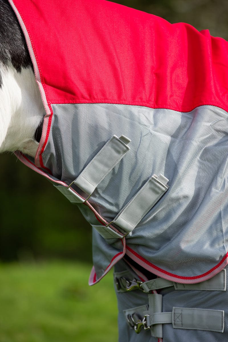 WIDE FIT Fly Turnout Combination Rug - Red (Mesh)
