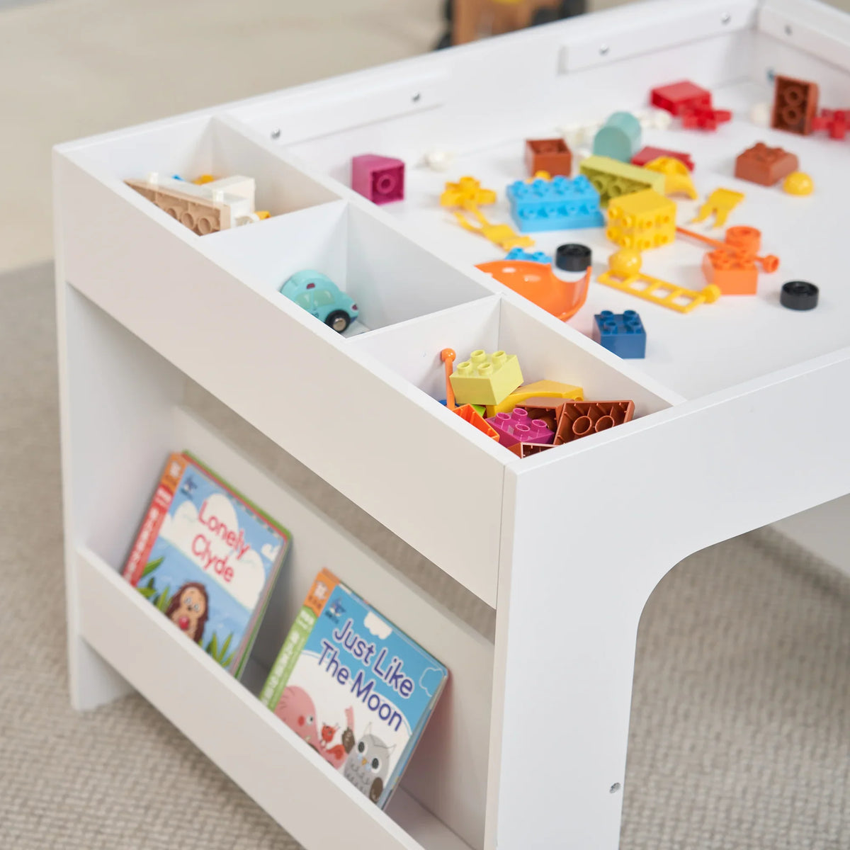 Kids Wooden Activity Table with Storage, Baseplate and Blackboard