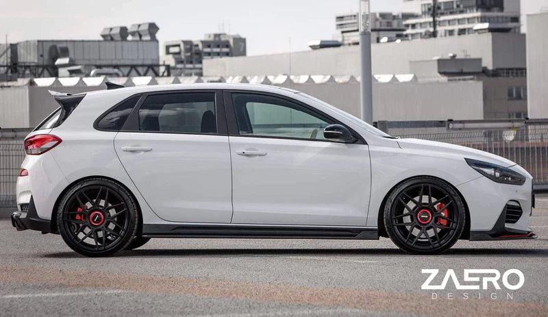 HYUNDAI I30 N EVO-1 GLOSS BLACK SIDE SKIRTS BY ZAERO (2018+, PD)
